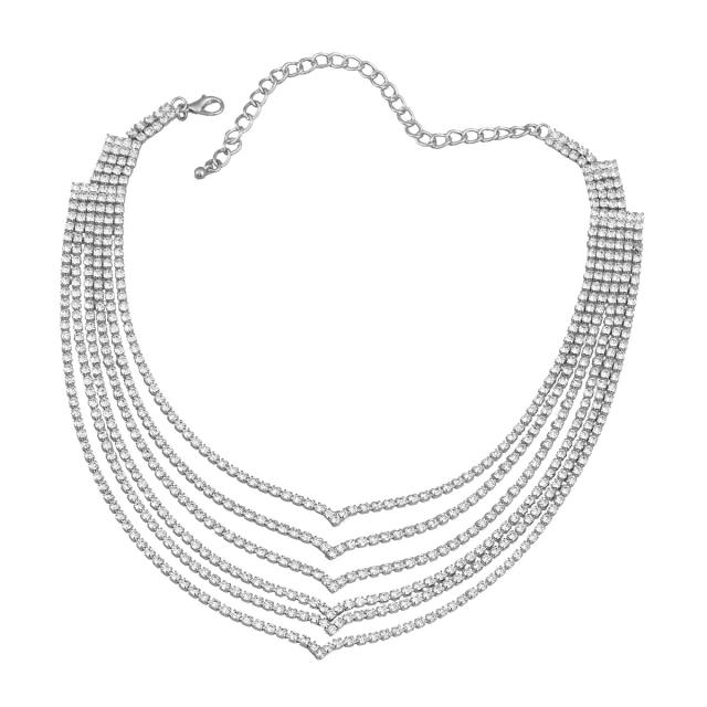 Chic diamond layer women necklace