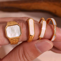 INS white shell stainless steel rings