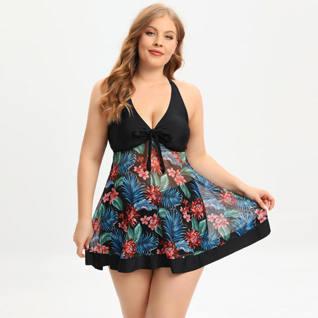 Plus size skirt shape two piece swimsuit