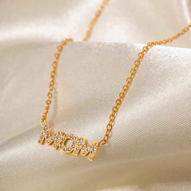 18KG stainless steel mom letter mother's day necklace