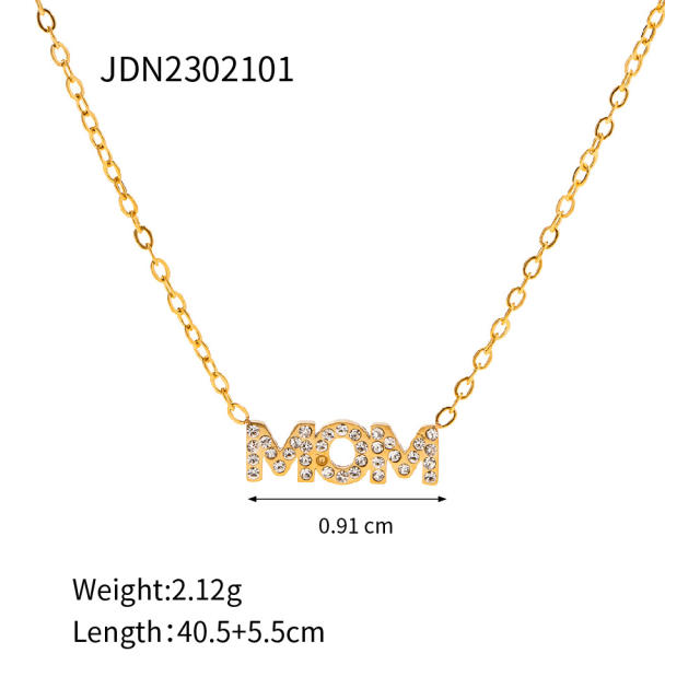 18KG stainless steel mom letter mother's day necklace