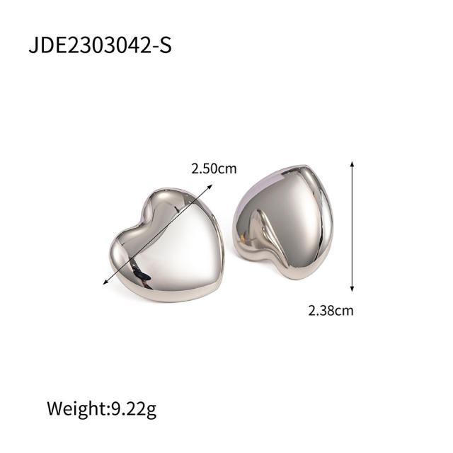 16KG heart chunky stainless steel earrings