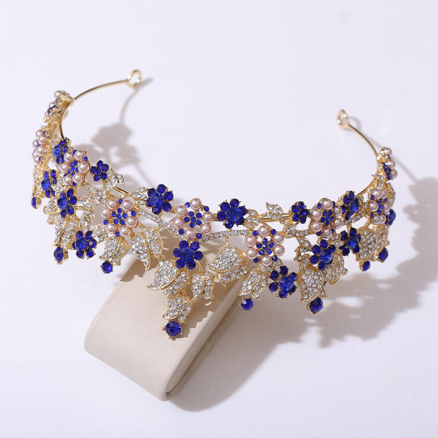 Luxury cubic zircon pearl bead crown