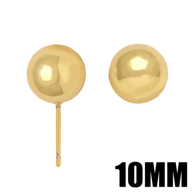 4mm/12mm gold plated copper ball studs earrings