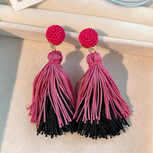 Boho color matching rope tassel earrings