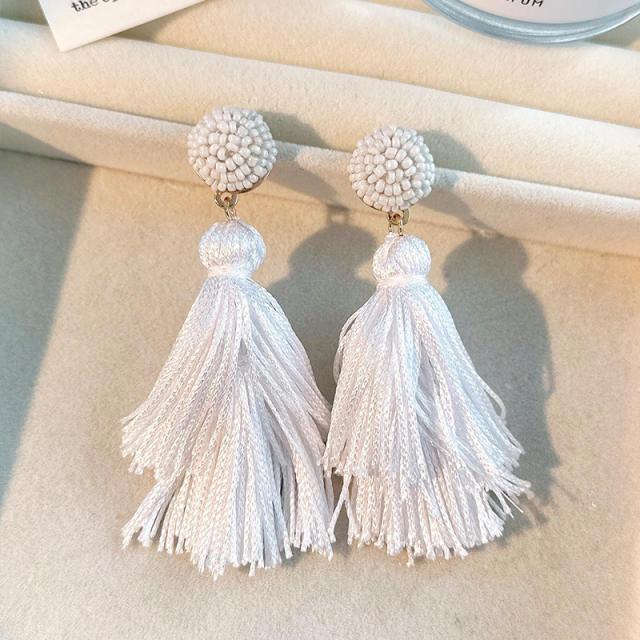 Boho color matching rope tassel earrings