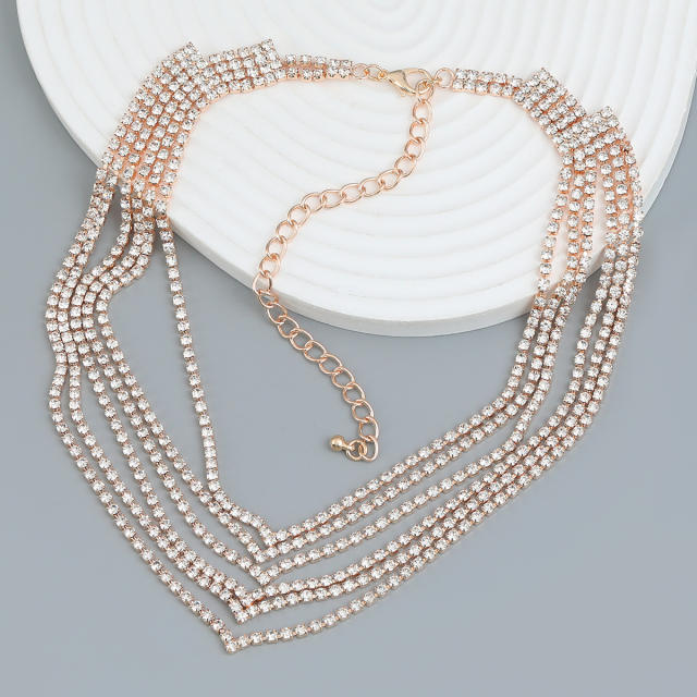 Chic diamond layer women necklace