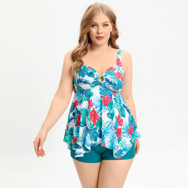 Plus size two piece floral swimsuit
