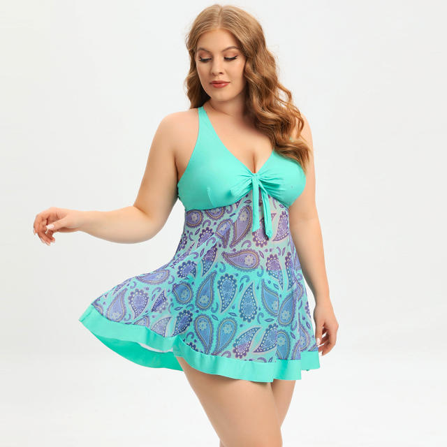 Plus size skirt shape two piece swimsuit