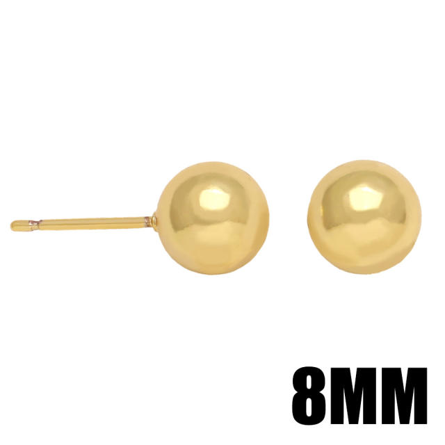 4mm/12mm gold plated copper ball studs earrings