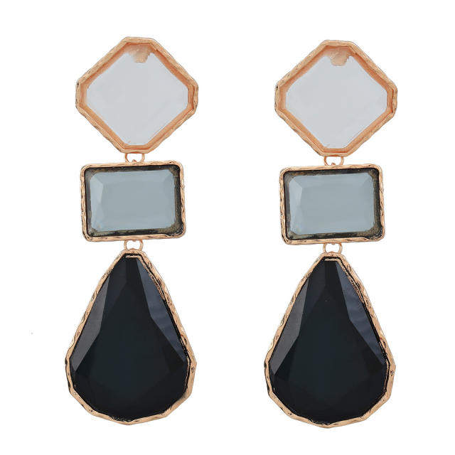 Boho color matching geometric resin dangle earrings