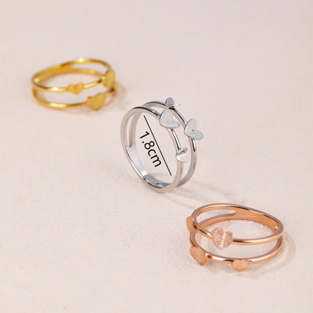 Korean fashion frost heart stainless steel rings