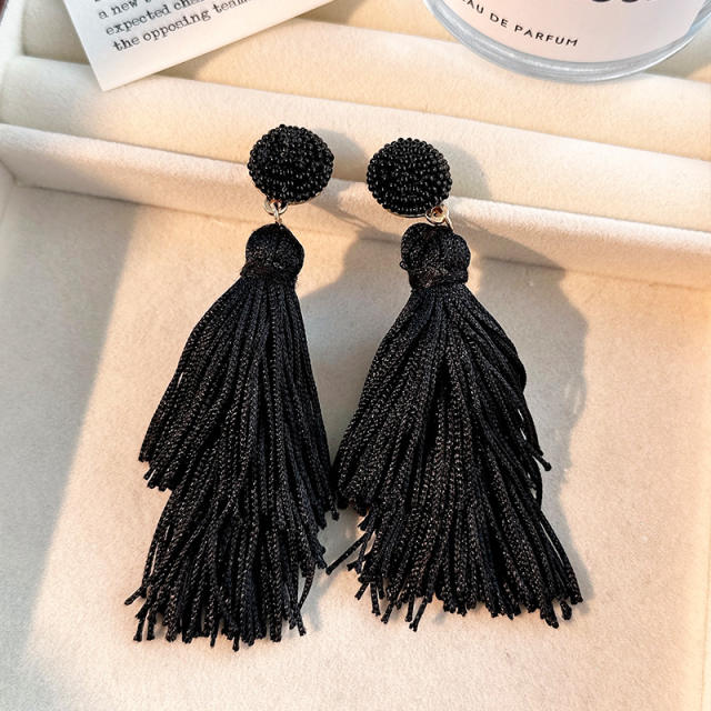 Boho color matching rope tassel earrings