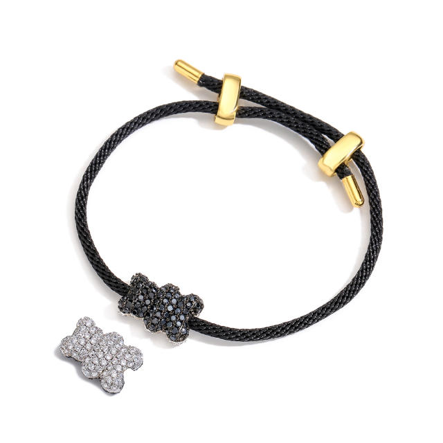 Pave setting cz funny bear pendant pearl copper necklace bracelet