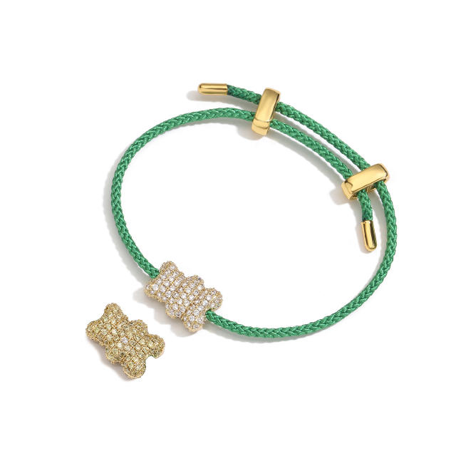 Pave setting cz funny bear pendant pearl copper necklace bracelet