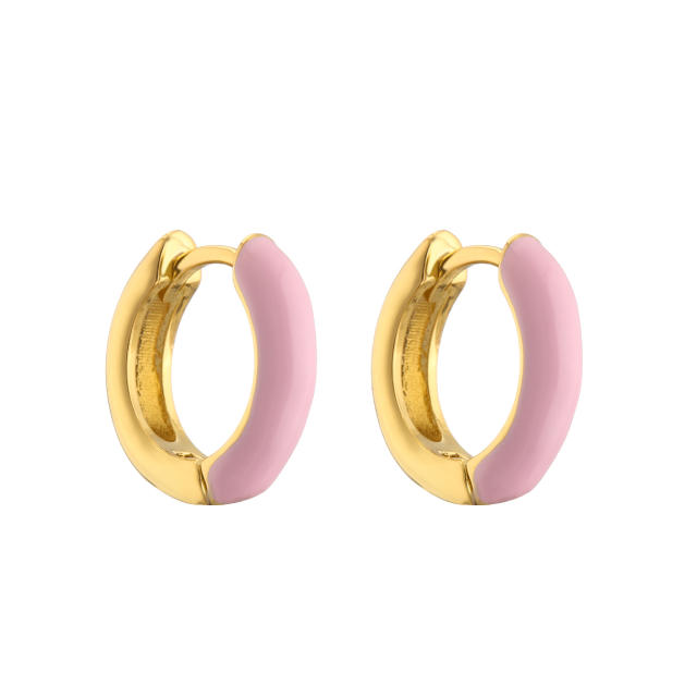 Y2K pink white enamel daisy flower copper necklace earrings