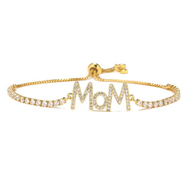 Delicate mama letter copper slide mother's day bracelet