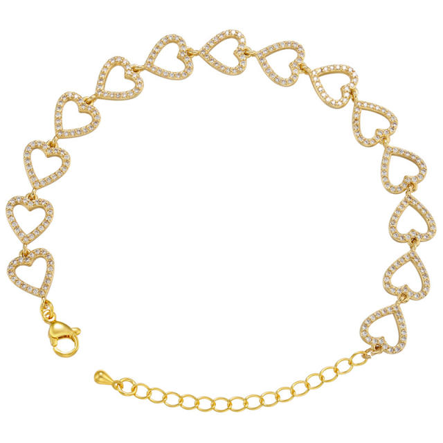Delicate diamond heart copper bracelet
