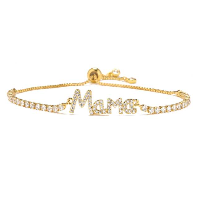 Delicate mama letter copper slide mother's day bracelet