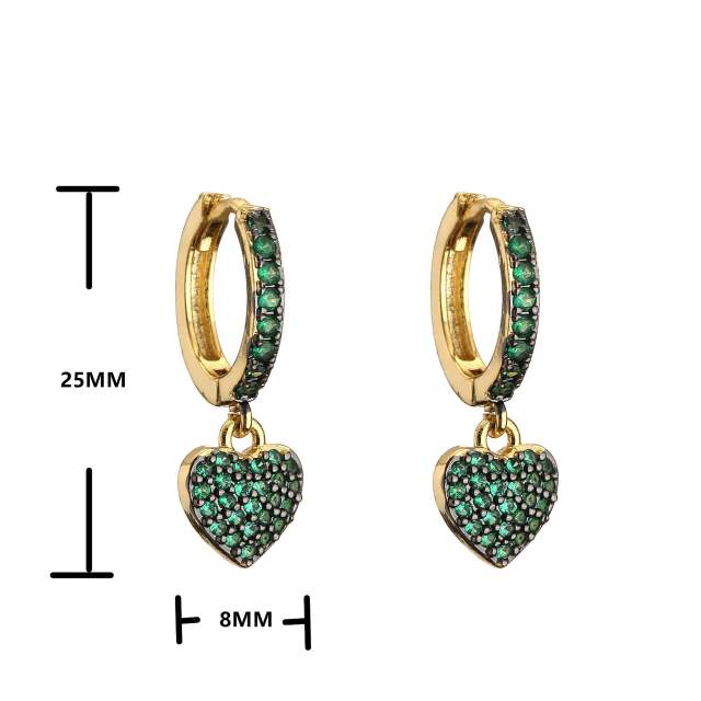 Delicate color cubic zircon star heart copper huggie earrings