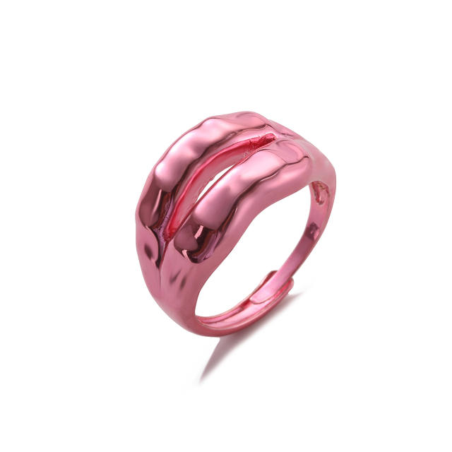 Y2K colorful plated geometric copper rings