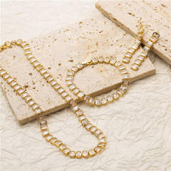 Delicate cubic zircon copper necklace bracelet set