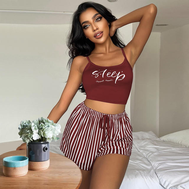 Summer design letter print shorts pajamas set