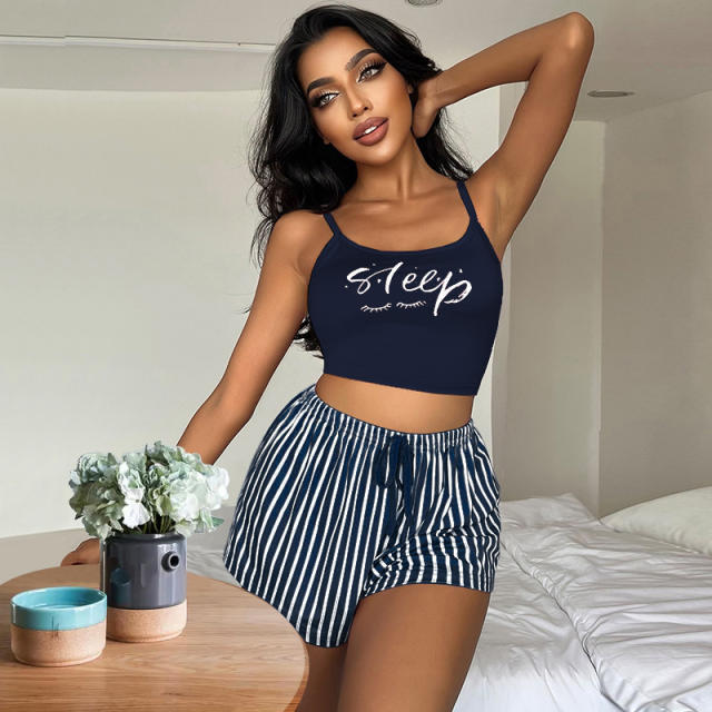 Summer design letter print shorts pajamas set