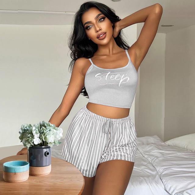 Summer design letter print shorts pajamas set