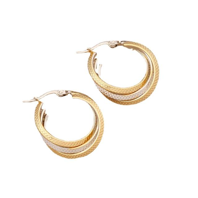Geometric Two tone stainless steel hoop earrings