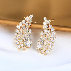 Delicate cubic zircon statement angel wing copper studs earrings