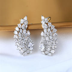 Delicate cubic zircon statement angel wing copper studs earrings