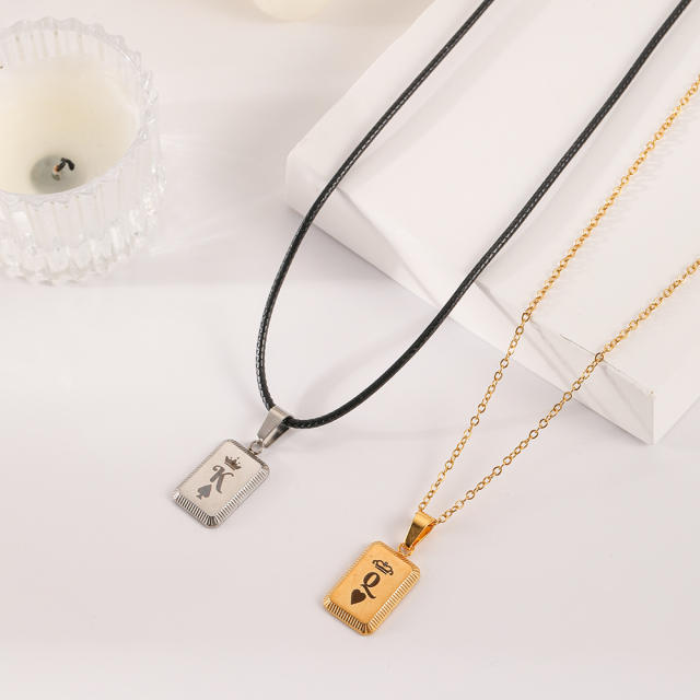 Hot sale his queen her king stainless steel pendant couple necklace