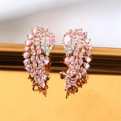 Delicate cubic zircon statement angel wing copper studs earrings