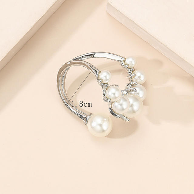 Elegant creative faux pearl bead alloy rings