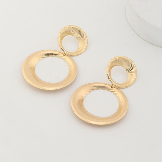 Creative gold color alloy geometric circle earrings