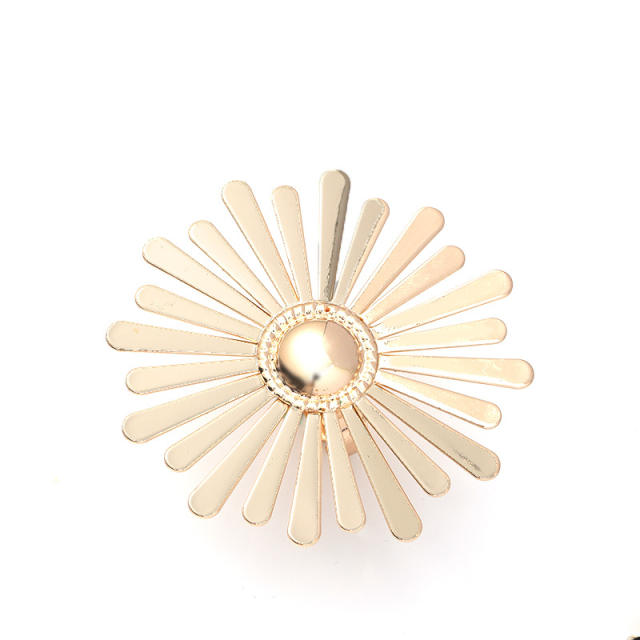 Creative gold color alloy bloom flower adjustable rings
