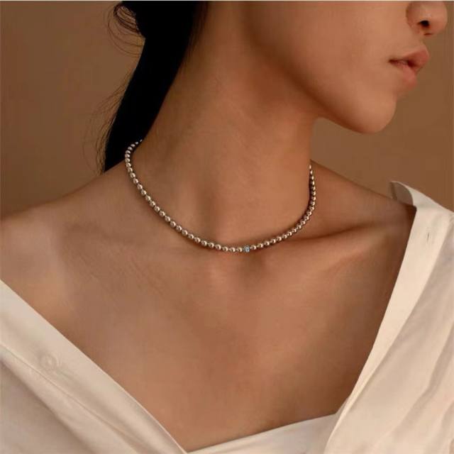 Chic stainless steel bead choker necklace