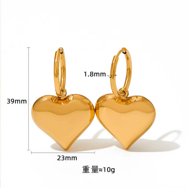 Occident fashion chunky heart stainless steel earrings