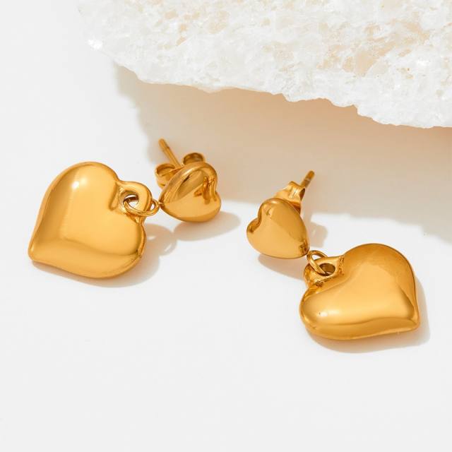 Chunky heart stainless steel earrings