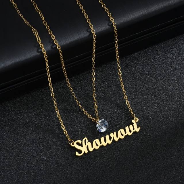 Personality two layer stainless steel name necklace
