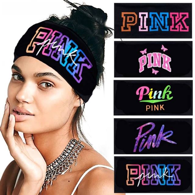 Y2K hot sale pink letter elastic headband