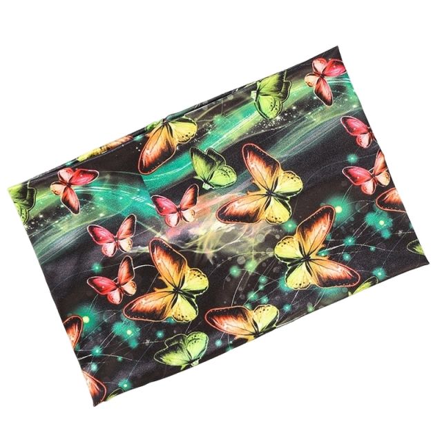 Colorful butterfly printing wide elastic headband