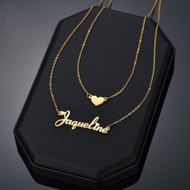 Personality two layer stainless steel name necklace