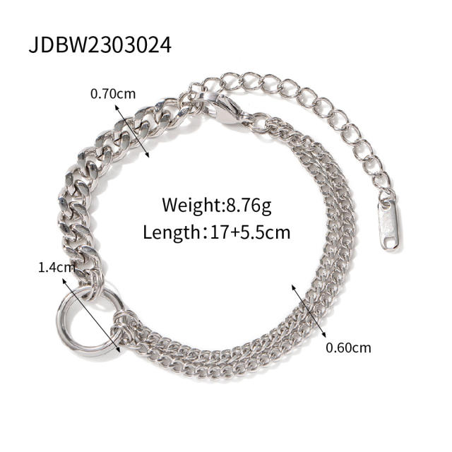 Silver color circle stainless steel chain bracelet