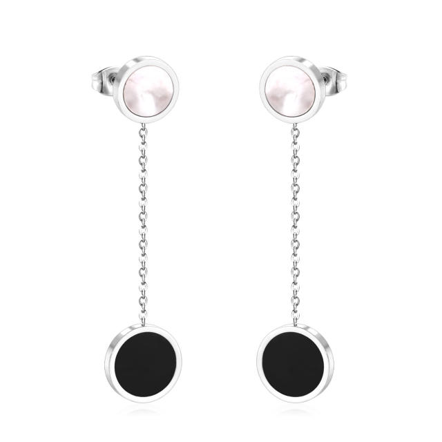 INS trend mother shell stainless steel dangle earrings