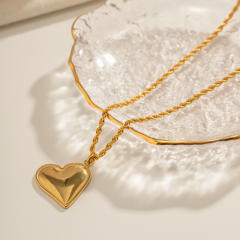 Concise heart pendant rope chain stainless steel pendant necklace