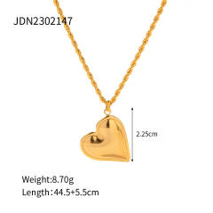 Concise heart pendant rope chain stainless steel pendant necklace
