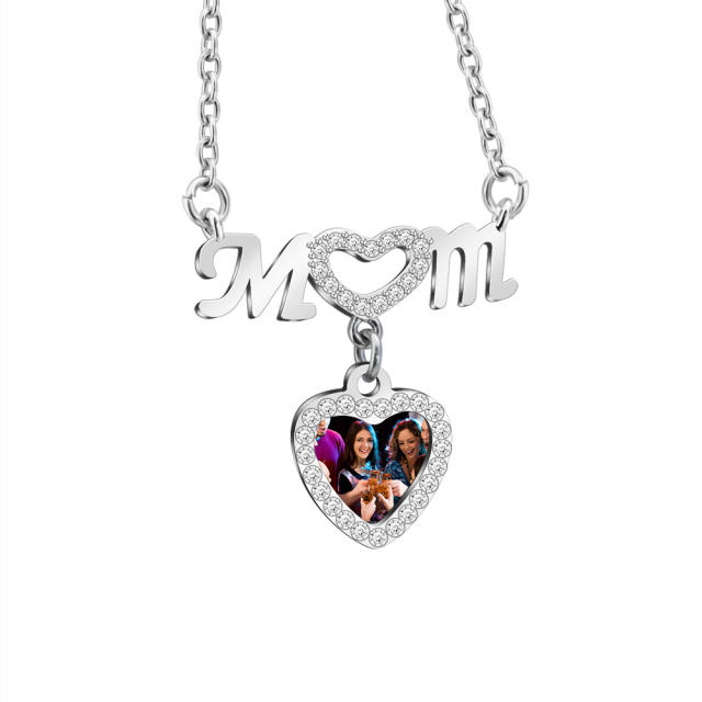 Diamond mom letter color printing picture custom necklace