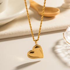 Concise heart pendant rope chain stainless steel pendant necklace